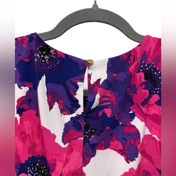 Calvin Klein sleeveless blouse top, floral, pink purple, women's small - Picture 4 of 6